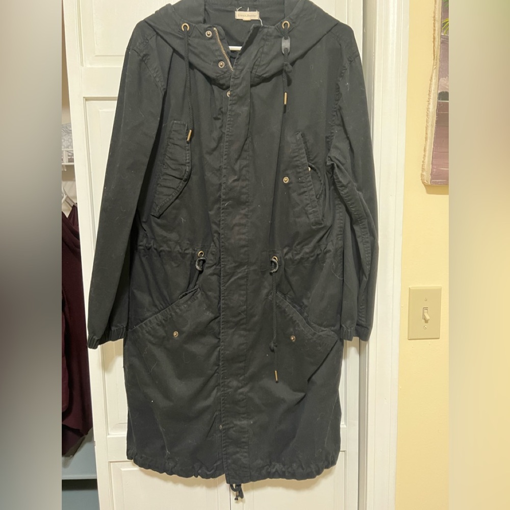 Stevie Hender Black Hooded Trench Parka Jacket